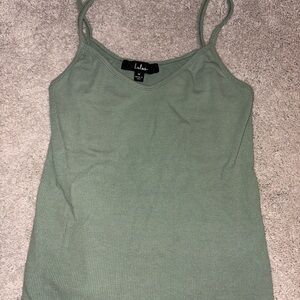 Lulu's Ribbed Sage Green Spaghetti Strap Camisole